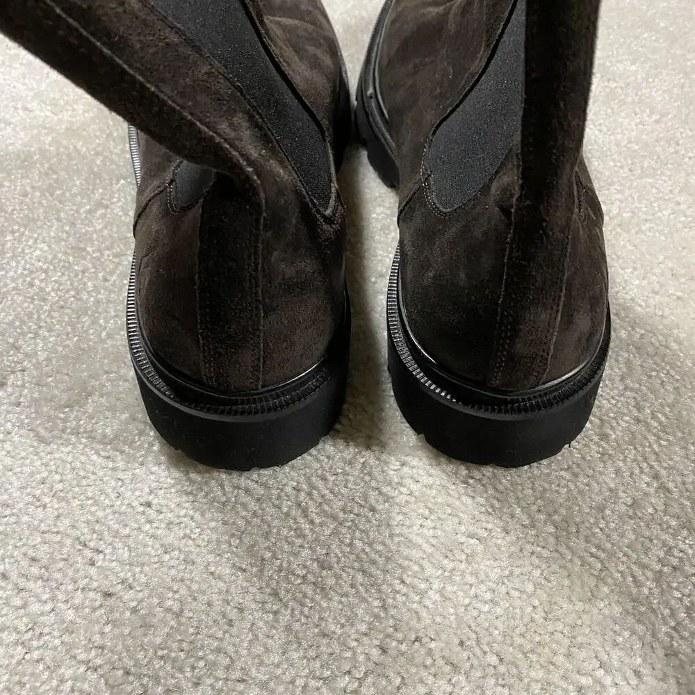 Koio Chelsea Boots Mens Size 11 Brown Suede Lug Sole Made Italy Ankle Pull On